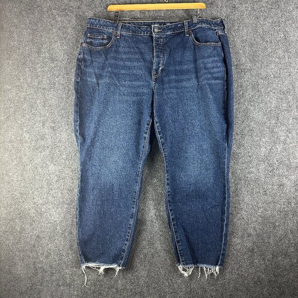 Old Navy Jeans Womens 22 HIgh Rise Curvy Straight Raw Hems Pockets Button Fly - Picture 1 of 9